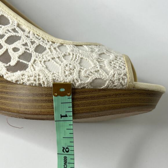 Maurices Mindy Floral Lace Peep Toe Wedge Heels Shoe Size 10 - Picture 8 of 10